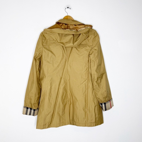 Burberry London Hooded Raincoat Trench Coat Women’s US 14 Tan Check Lining - Picture 2 of 15